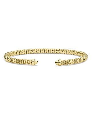 Lagos 18K Yellow Gold Signature Caviar Beaded Versa Torque Cuff Bracelet