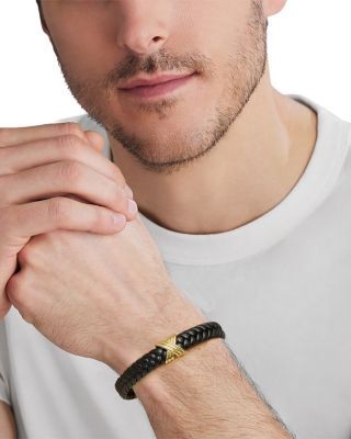 Lagos Men's 18K Yellow Gold & Sterling Silver Anthem X Braided Leather Bracelet