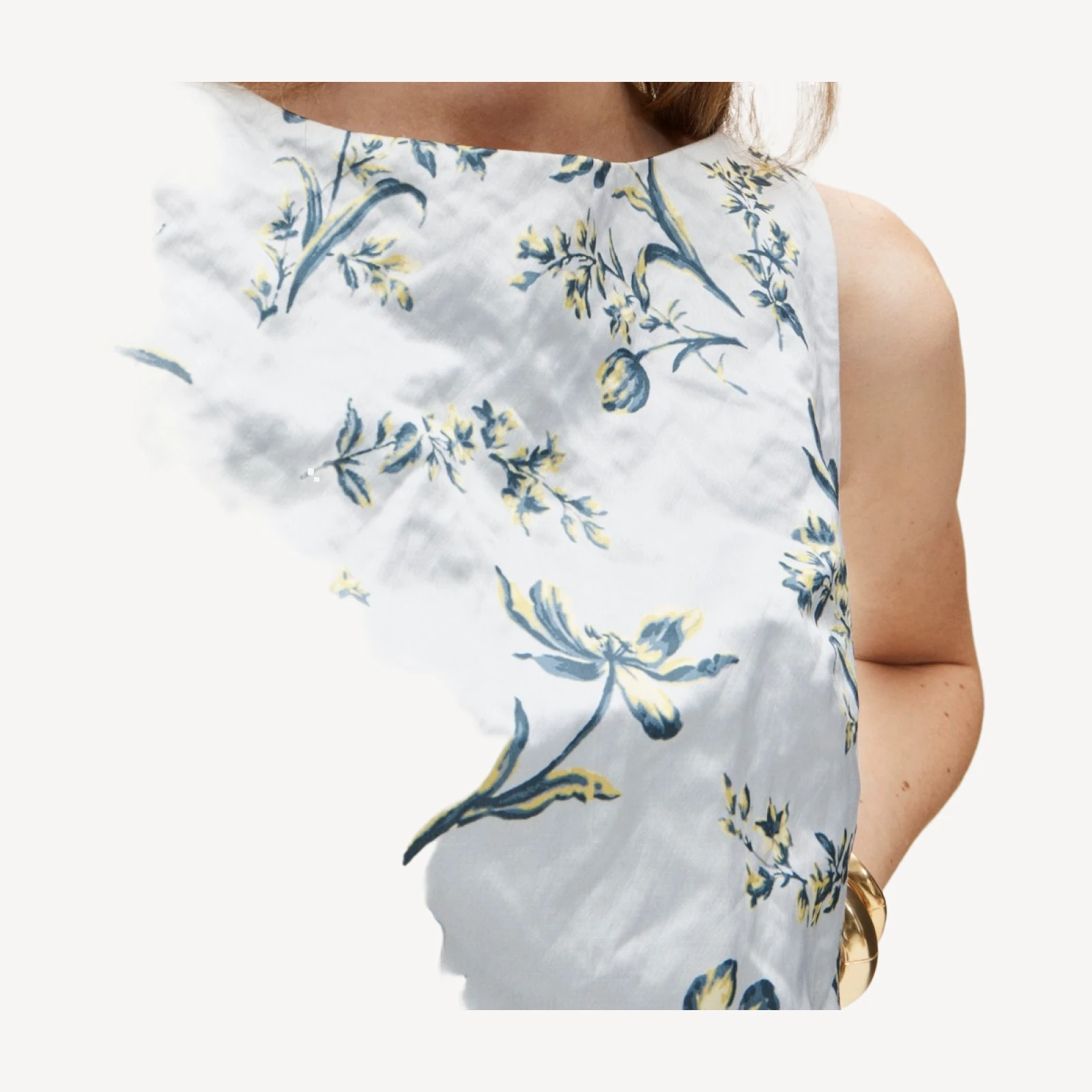 Collection shift dress in lotus-print memory satin