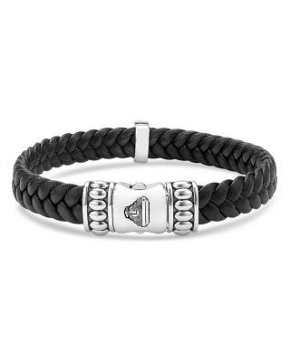 Lagos Men's 18K Yellow Gold & Sterling Silver Anthem Cross Braided Leather Bracelet