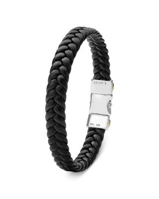 Lagos Men's 18K Yellow Gold & Sterling Silver Anthem Braided Leather Bracelet