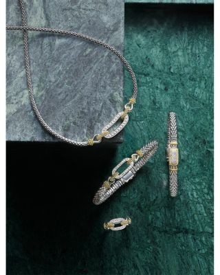 Lagos 18K Yellow Gold & Sterling Silver Caviar Lux Diamond Clip Caviar Bead Bracelet