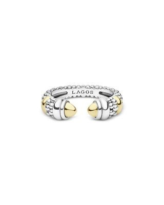 Lagos Sterling Silver & 18K Yellow Gold Signature Caviar Mini Versa Stack Ring