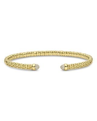 Lagos 18K Yellow Gold Signature Caviar Mini Versa Diamond Cuff Bracelet