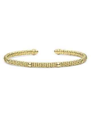 Lagos 18K Yellow Gold Signature Caviar Mini Versa Diamond Cuff Bracelet
