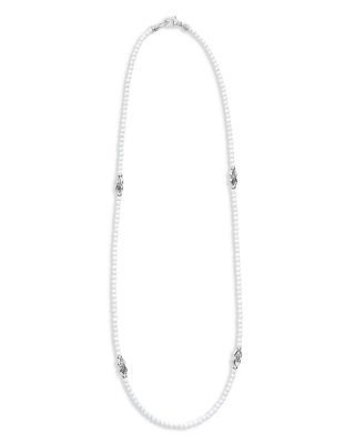 Lagos Sterling Silver Signature Caviar White Agate Station Necklace, 18