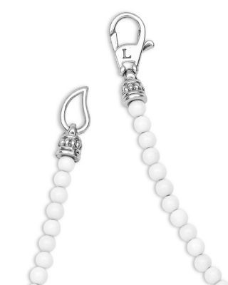 Lagos Sterling Silver Signature Caviar White Agate Station Necklace, 18