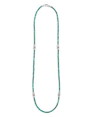 Lagos Sterling Silver Signature Caviar Malachite Station Necklace, 18