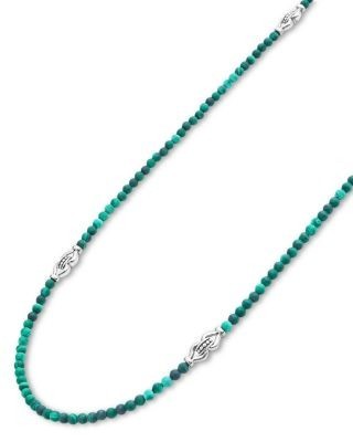 Lagos Sterling Silver Signature Caviar Malachite Station Necklace, 18