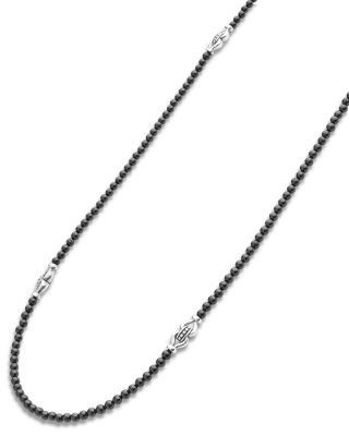 Lagos Sterling Silver Signature Caviar Black Agate Station Necklace, 18