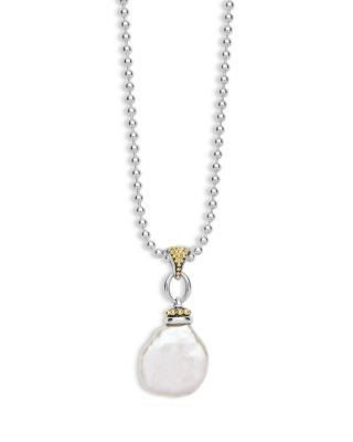 Lagos 18K Yellow Gold & Sterling Silver Signature Caviar Cultured Freshwater Pearl Pendant Necklace, 16-18