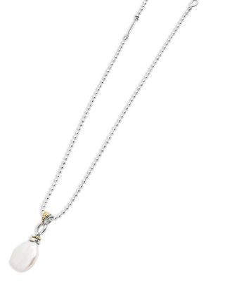 Lagos 18K Yellow Gold & Sterling Silver Signature Caviar Cultured Freshwater Pearl Pendant Necklace, 16-18