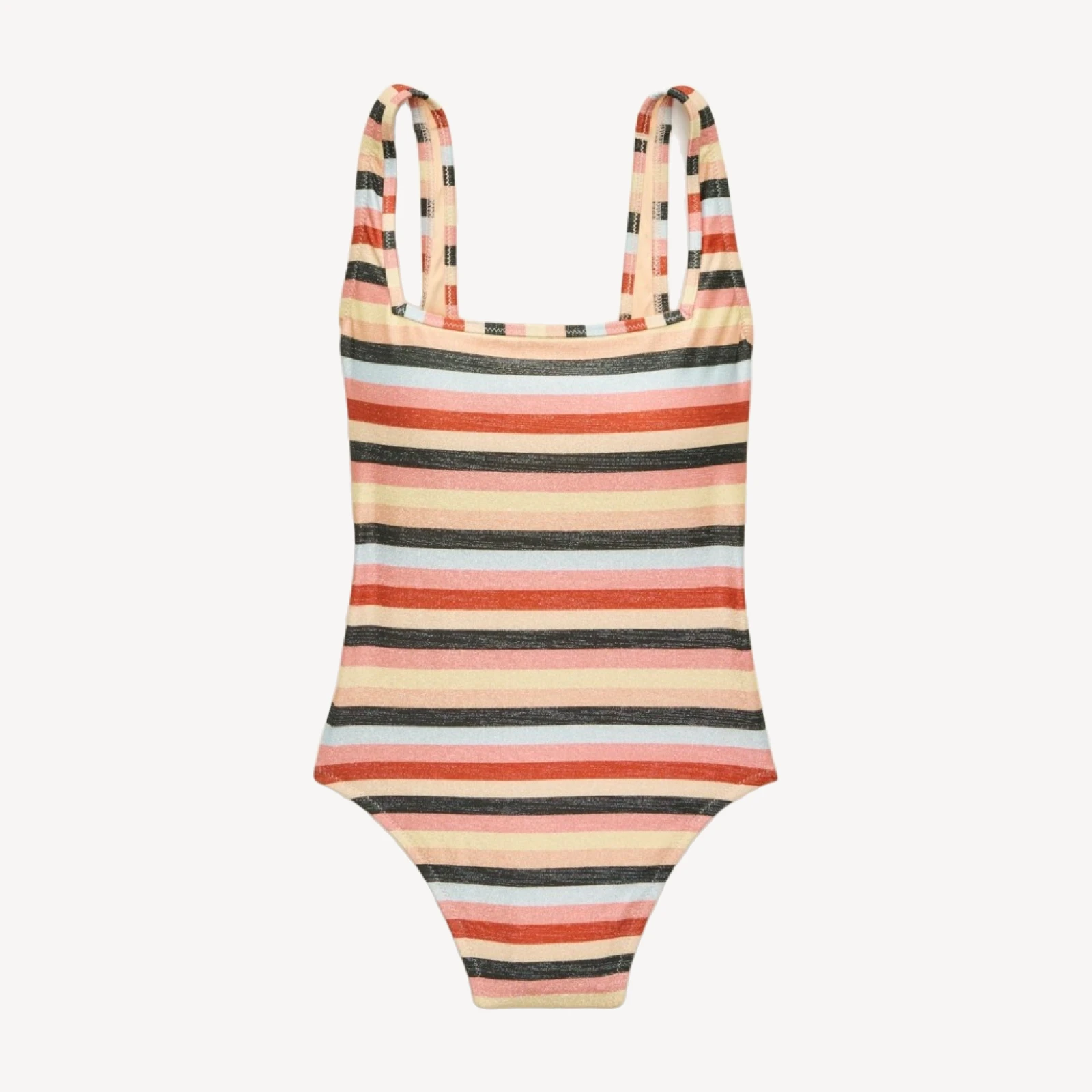 Sparkle squareneck one-piece swimsuit in stripe