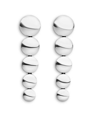 Lagos Sterling Silver Caviar Bubbly Disc Linear Drop Earrings