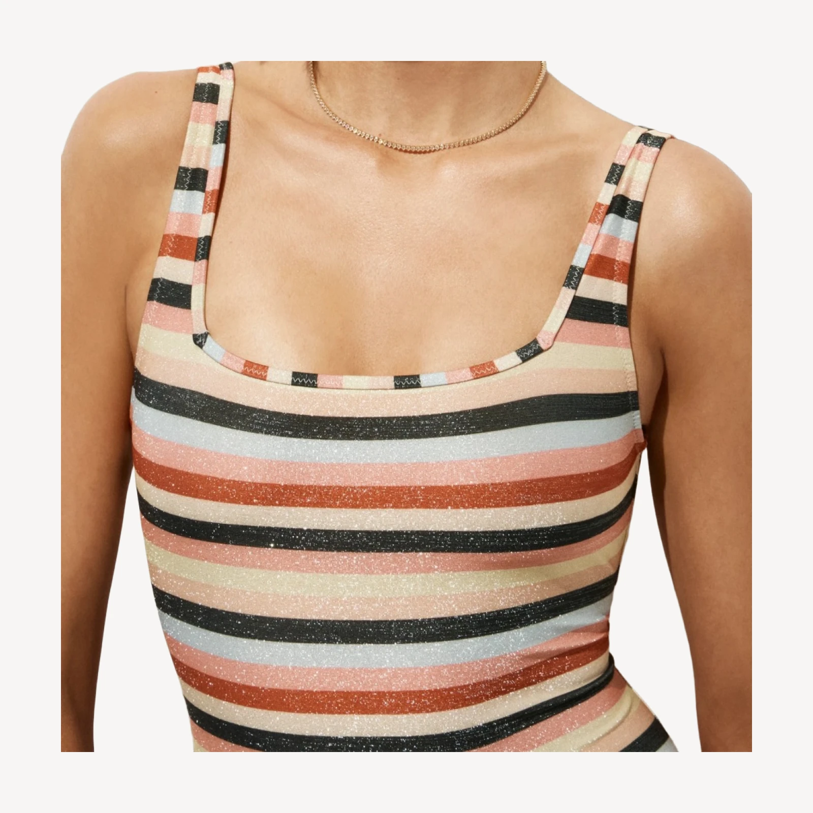 Sparkle squareneck one-piece swimsuit in stripe