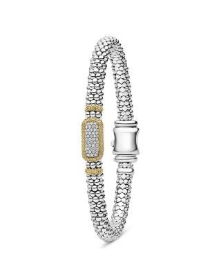 Lagos 18K Yellow Gold & Sterling Silver Caviar Lux Diamond Clip Rope Bracelet, 0.2 tcw
