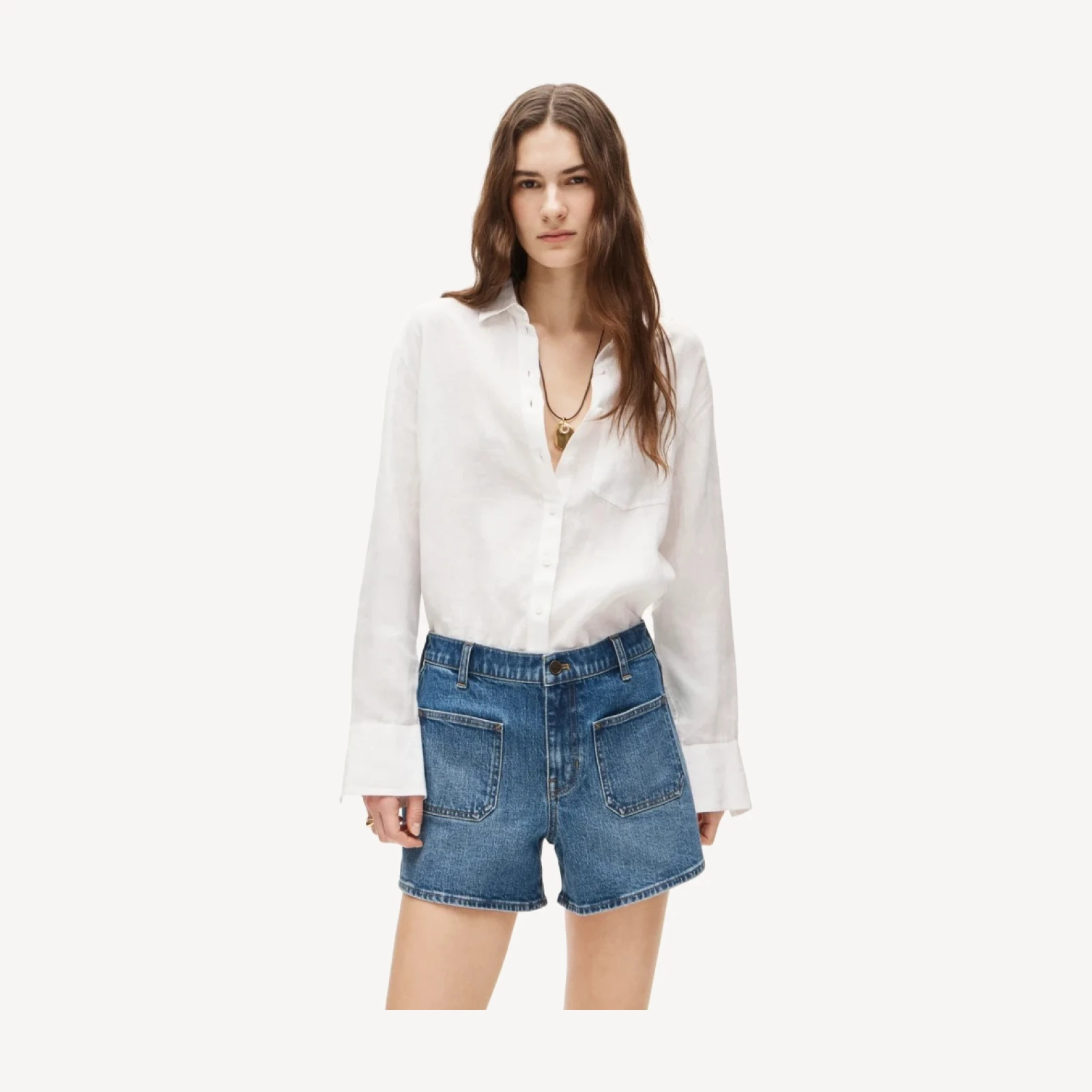 Patch-pocket denim short