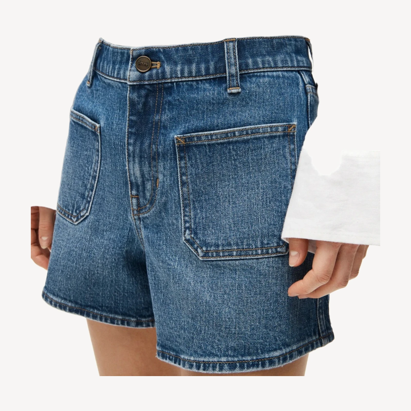 Patch-pocket denim short