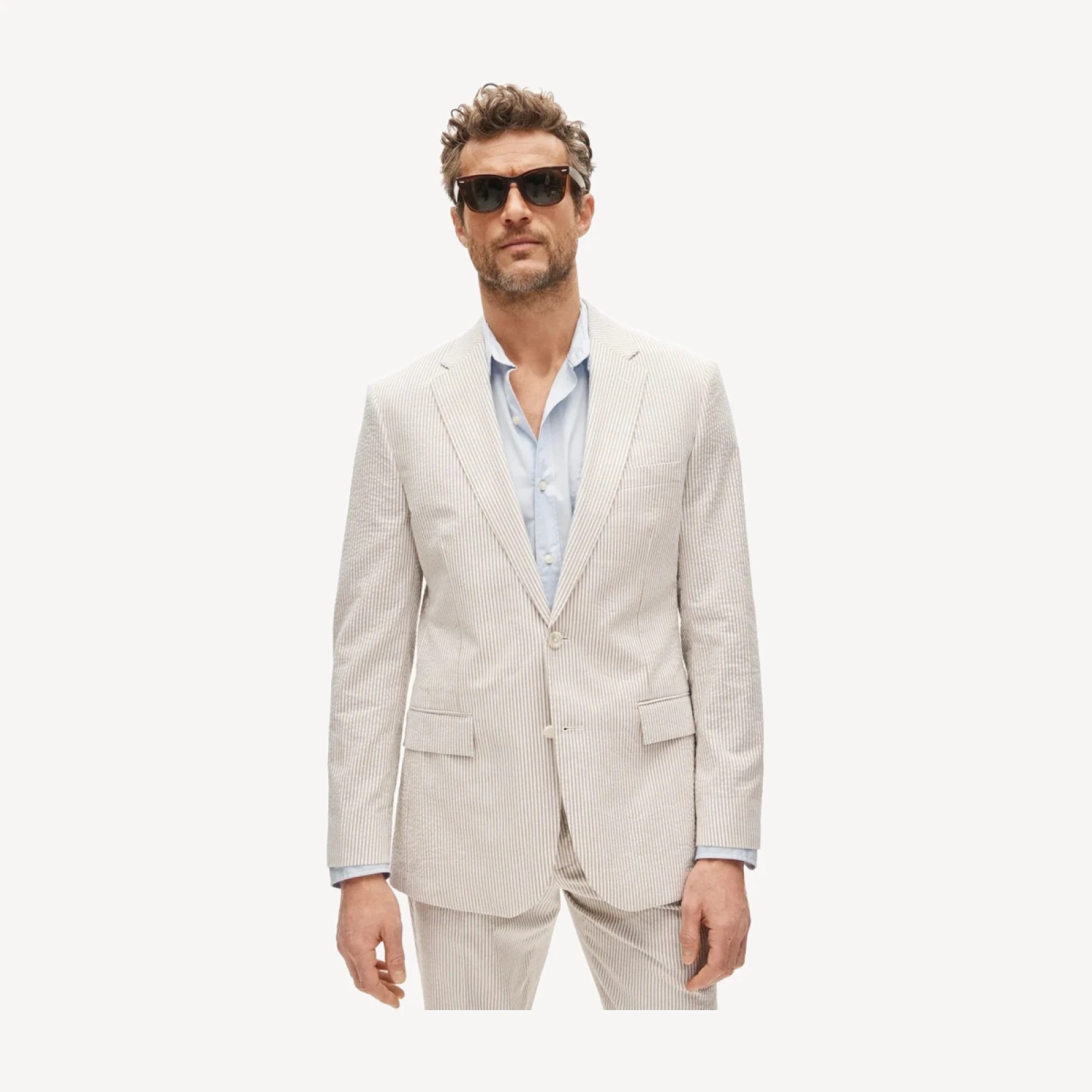 Ludlow Slim-fit suit jacket in cotton seersucker