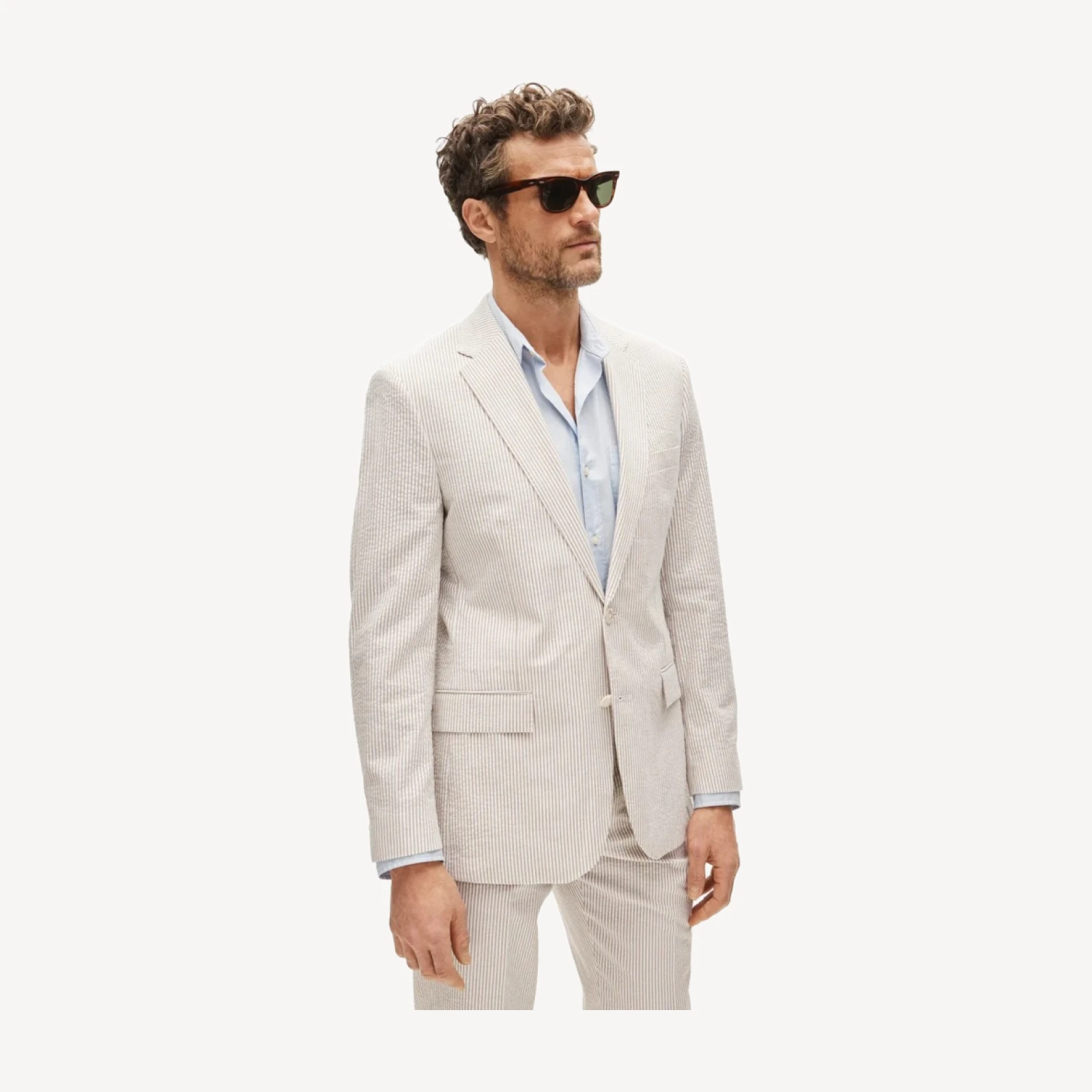 Ludlow Slim-fit suit jacket in cotton seersucker