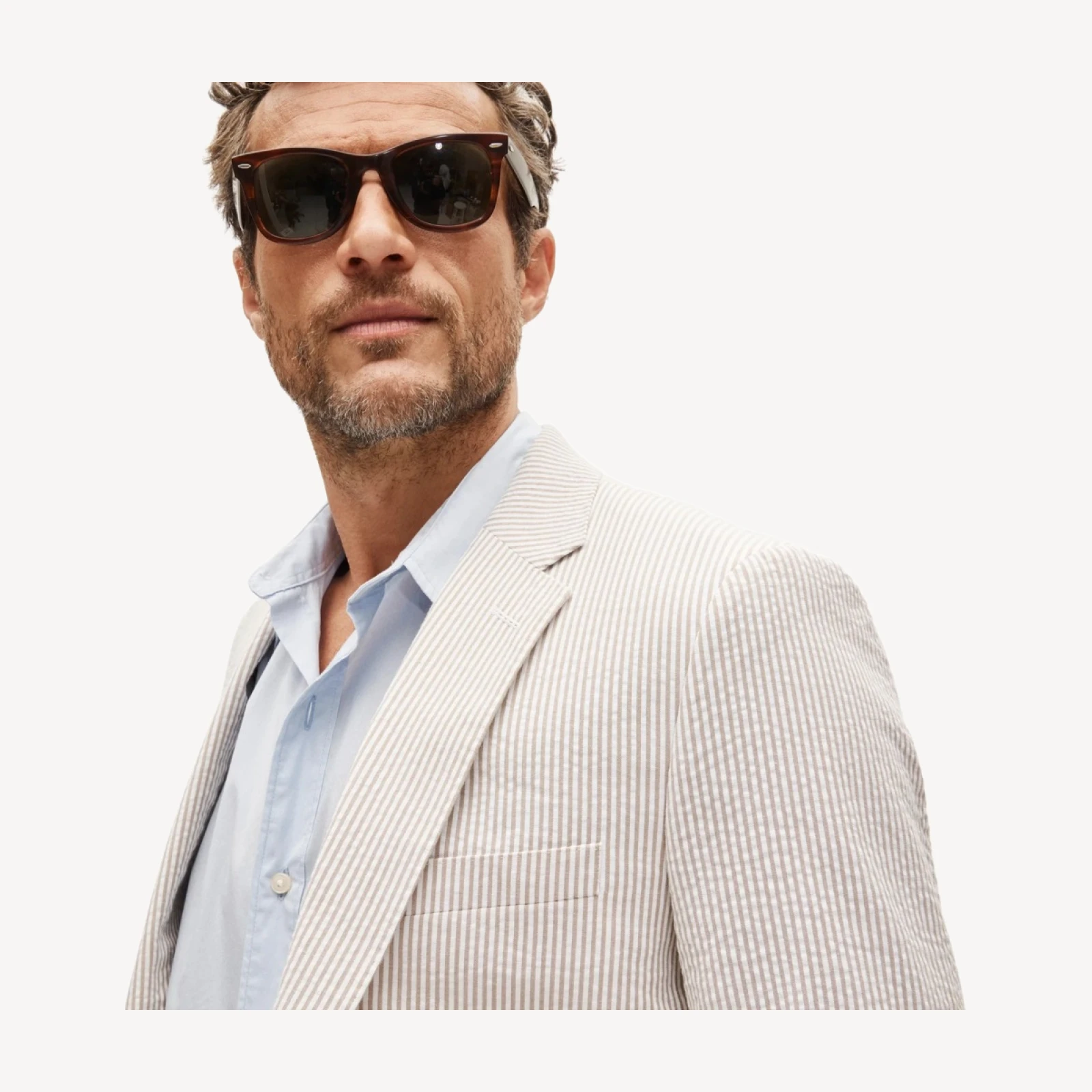 Ludlow Slim-fit suit jacket in cotton seersucker