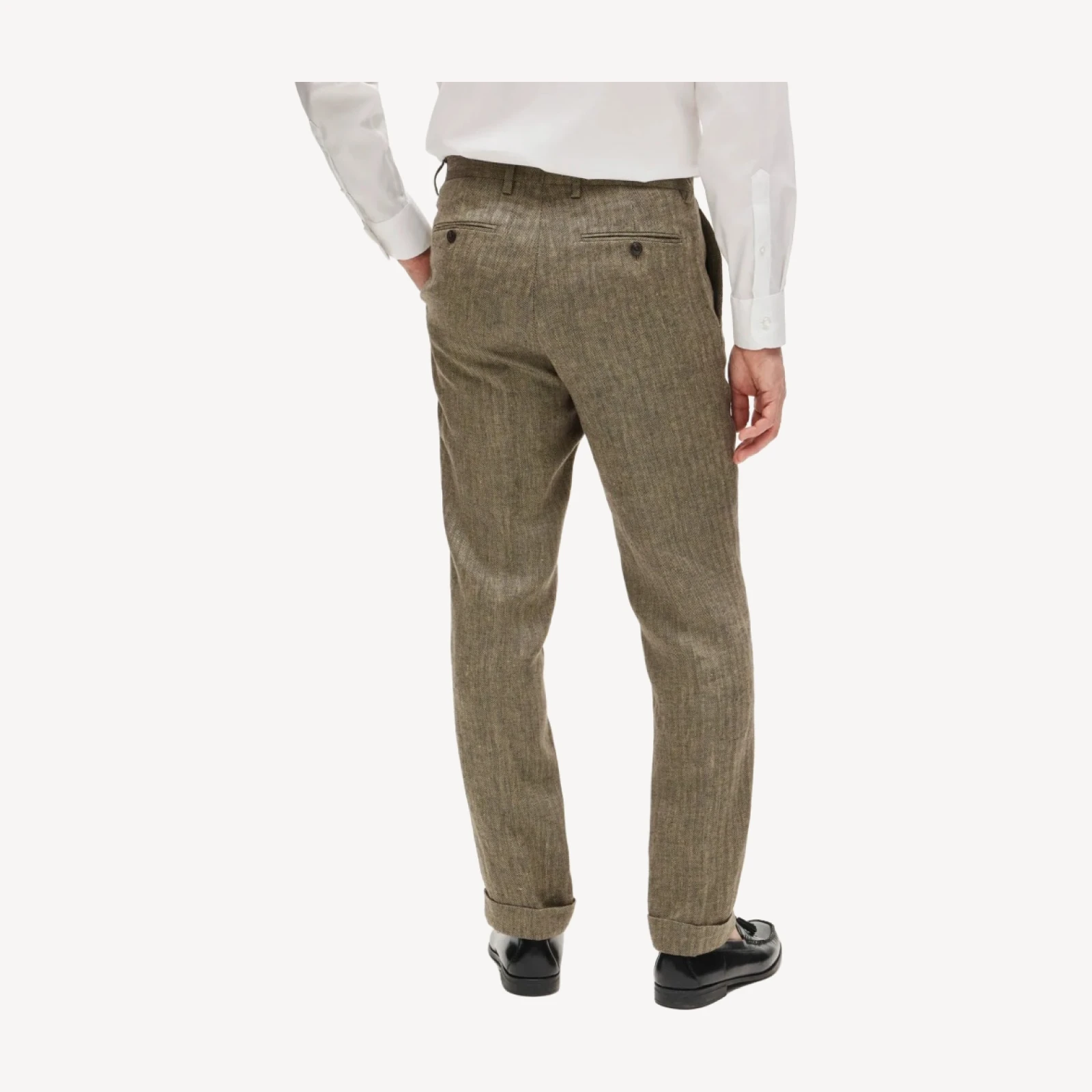 Crosby Classic-fit suit pant in linen herringbone twill
