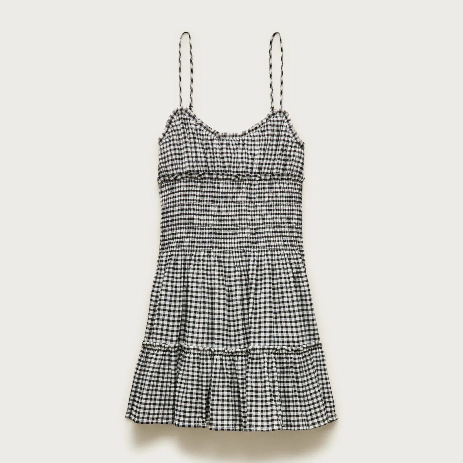 Smocked mini dress in gingham