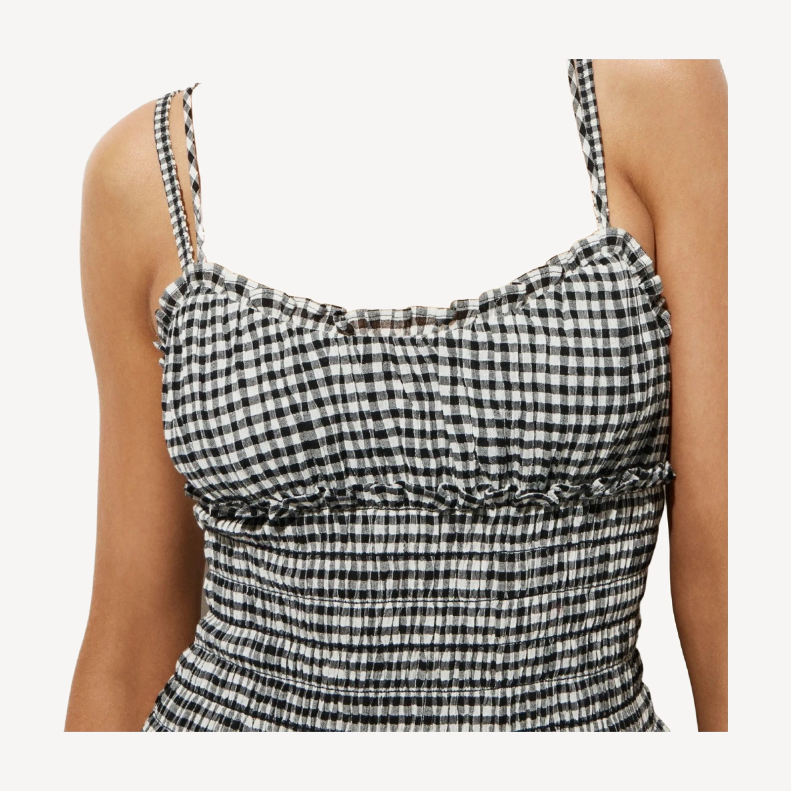 Smocked mini dress in gingham