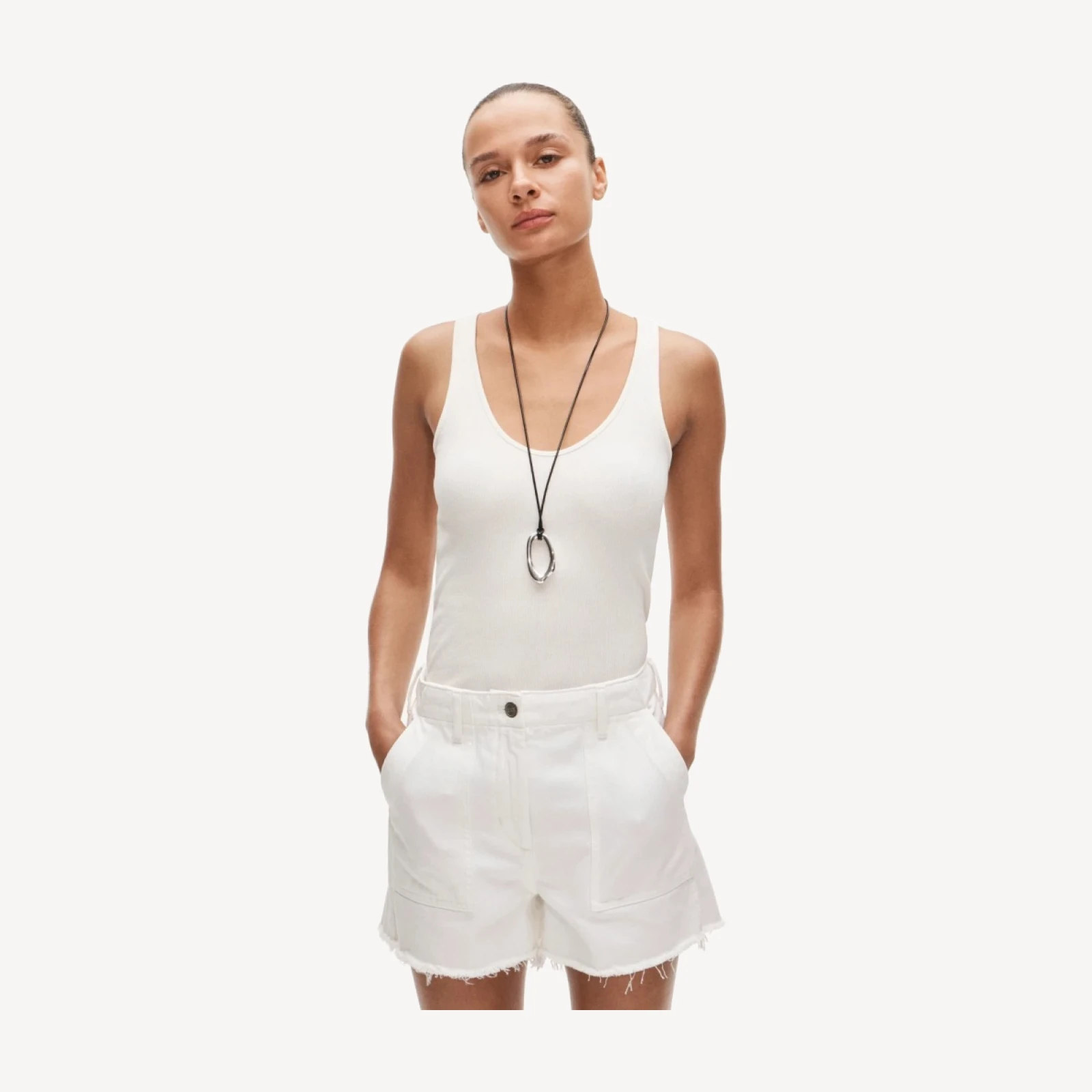 Utility-pocket denim short