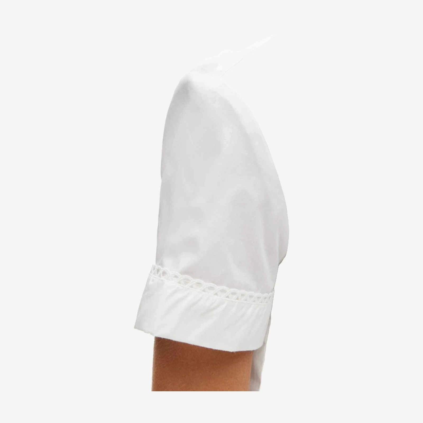 Gamine scallop-trim button-up shirt