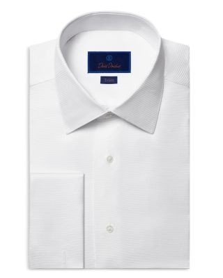 David Donahue Trim Fit Horizontal Rib Formal Shirt