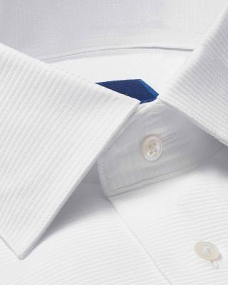 David Donahue Trim Fit Horizontal Rib Formal Shirt