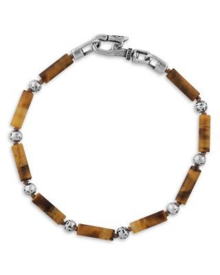 John Varvatos Sterling Silver Tiger Eye Bead Bracelet