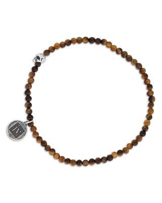 John Varvatos Sterling Silver Tiger Eye Bead Bracelet