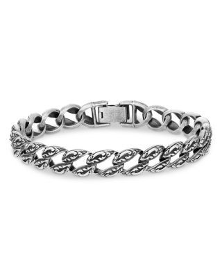 John Varvatos Men's Sterling Silver Gothic Textured Curb Link Bracelet