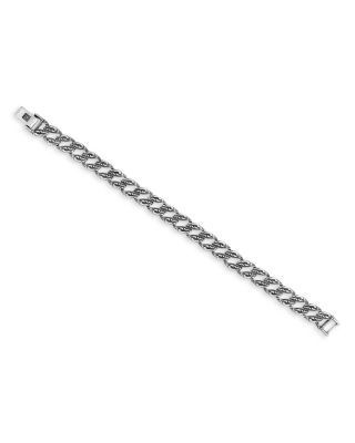 John Varvatos Men's Sterling Silver Gothic Textured Curb Link Bracelet