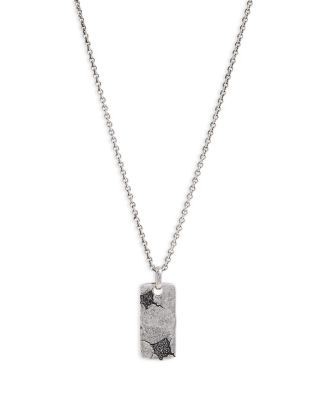 John Varvatos Men's Sterling Silver Crack Black Diamond Dog Tag Pendant Necklace, 24