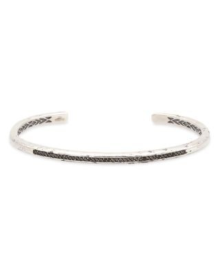 John Varvatos Men's Sterling Silver Distressed Black Diamond Skinny Cuff Bangle Bracelet