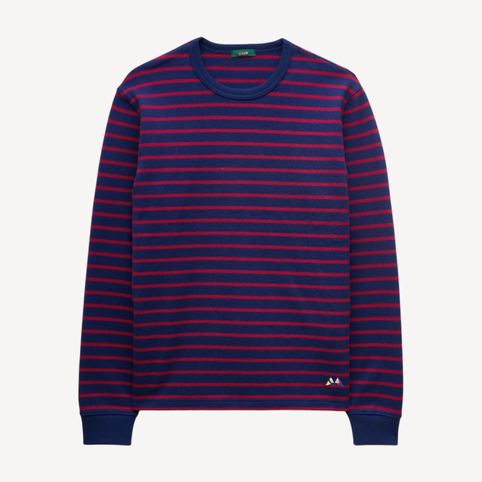 Long-sleeve crewneck in striped maritime jersey