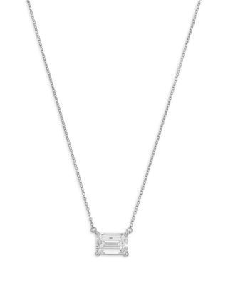 Bloomingdale's Fine Collection Luxe Collection Certified Lab Grown Diamond Emerald Cut Solitaire Pendant Necklace in 18K White Gold, 3.0 tcw