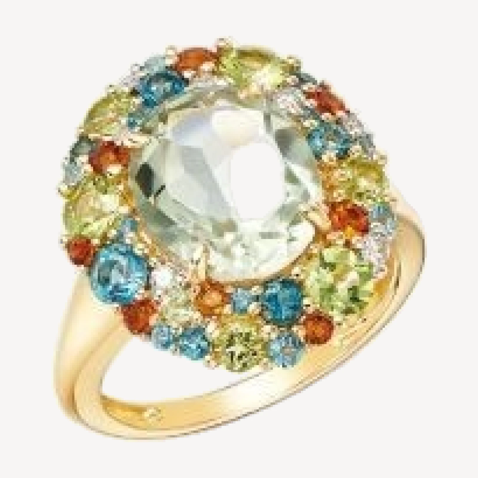 Bloomingdale's Fine Collection Prasiolite, Multi Gemstone & Diamond Halo Ring in 14K Yellow Gold