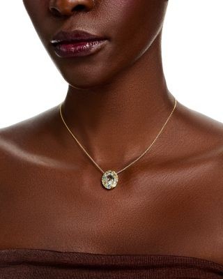 Bloomingdale's Fine Collection Prasiolite, Multi Gemstone & Diamond Halo Pendant Necklace in 14k Yellow Gold, 18
