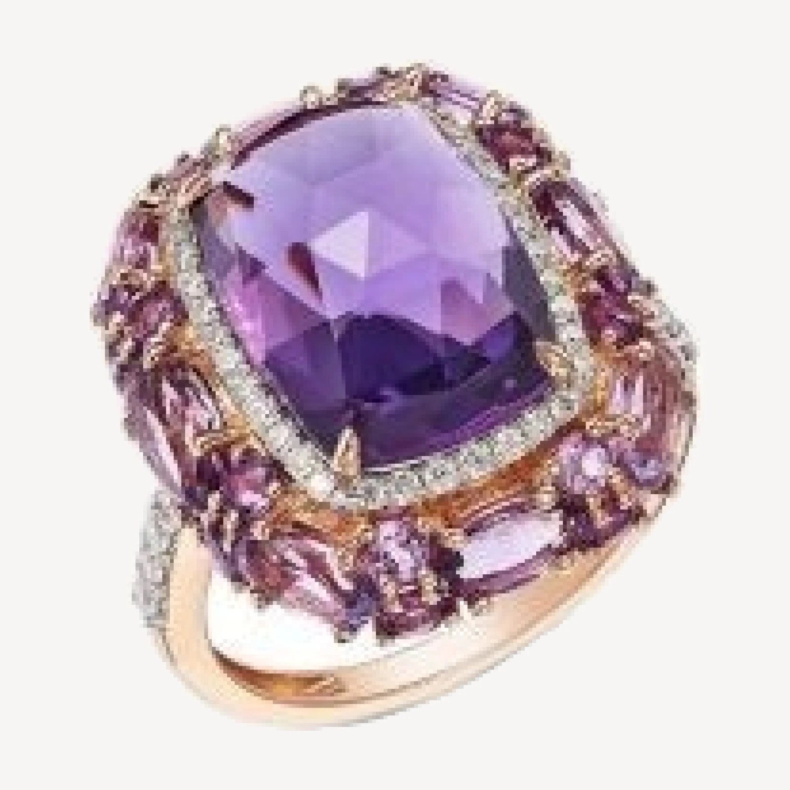Bloomingdale's Fine Collection Amethyst & Diamond Halo Ring in 14K Rose Gold