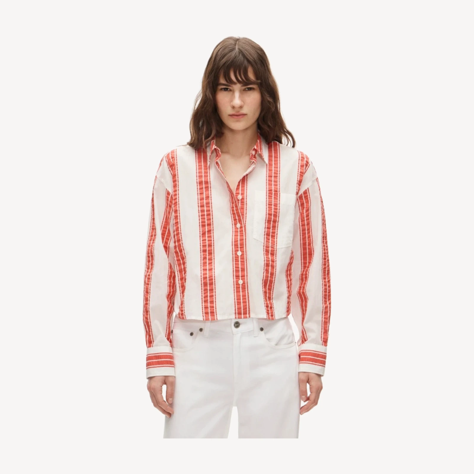 Étienne cropped button-up in striped dobby