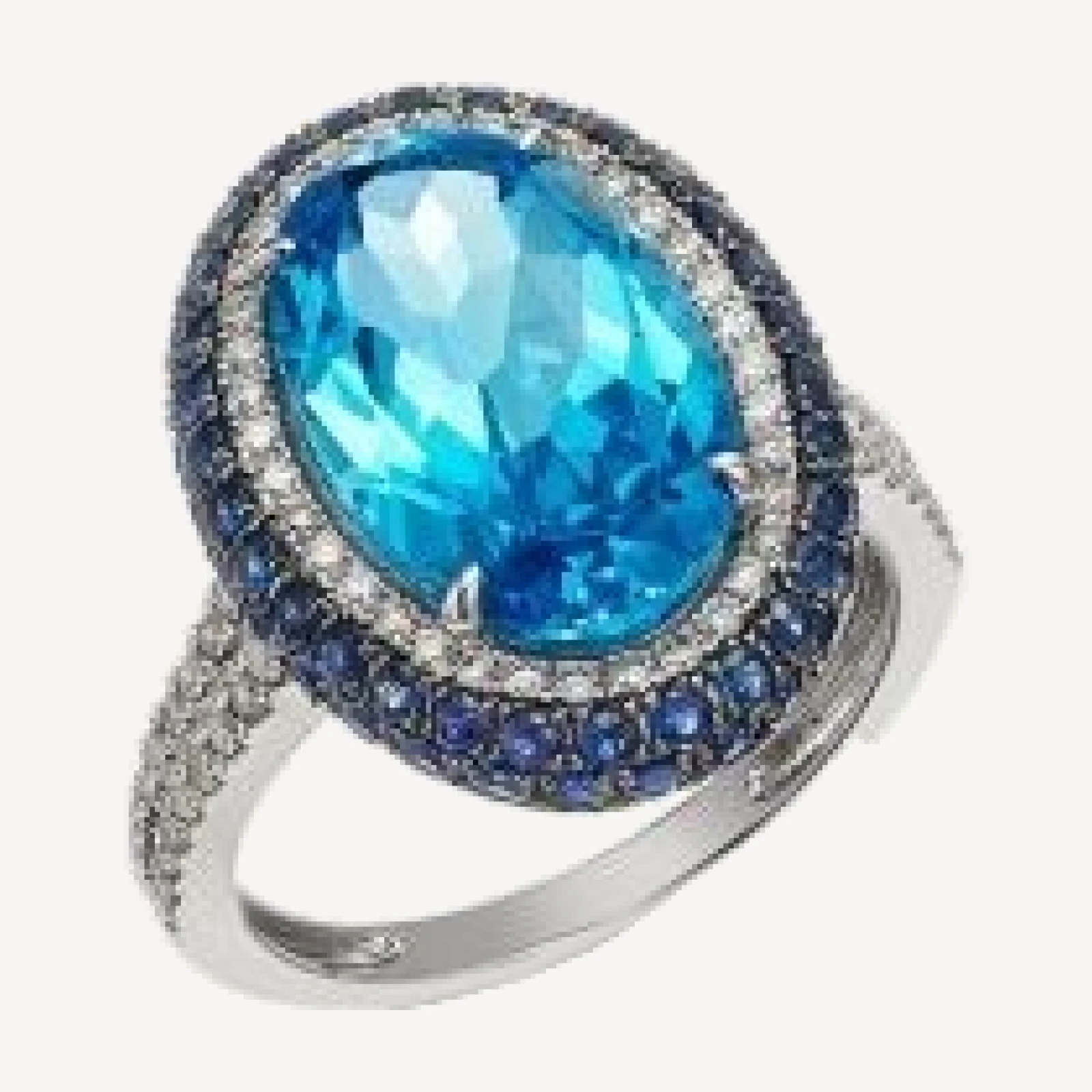 Bloomingdale's Fine Collection Swiss Blue Topaz, Blue Sapphire & Diamond Halo Ring in 14K White Gold