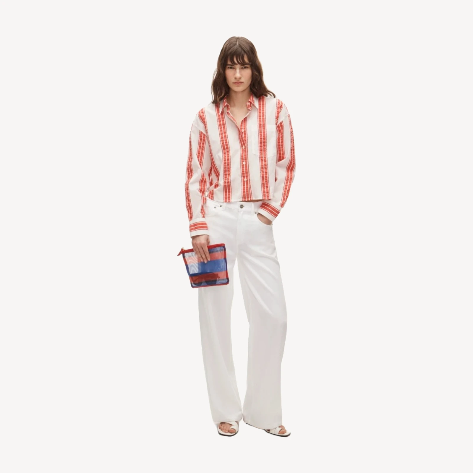 Étienne cropped button-up in striped dobby