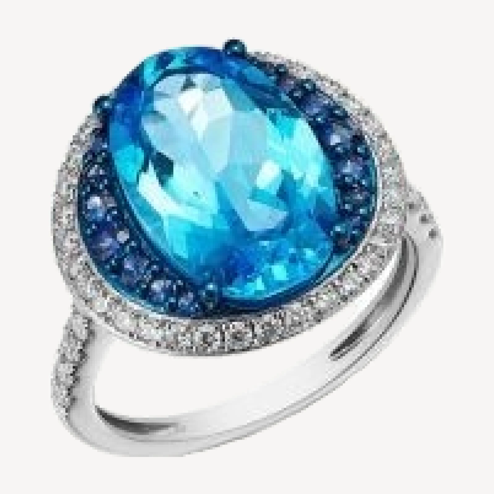 Bloomingdale's Fine Collection Swiss Blue Topaz, Blue Sapphire & Diamond Halo Ring in 14K White Gold