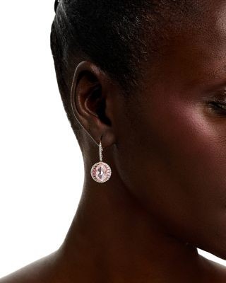 Bloomingdale's Fine Collection Rose Quartz, Pink Sapphire & Diamond Halo Drop Earrings in 14K Rose Gold