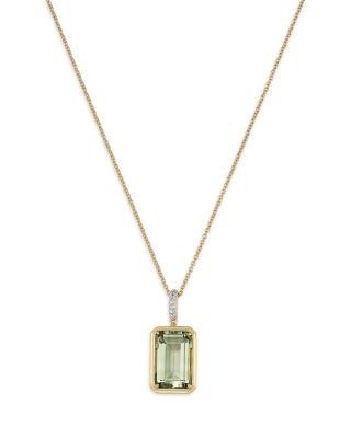 Bloomingdale's Fine Collection Prasiolite & Diamond Pendant Necklace in 14K Yellow Gold, 18