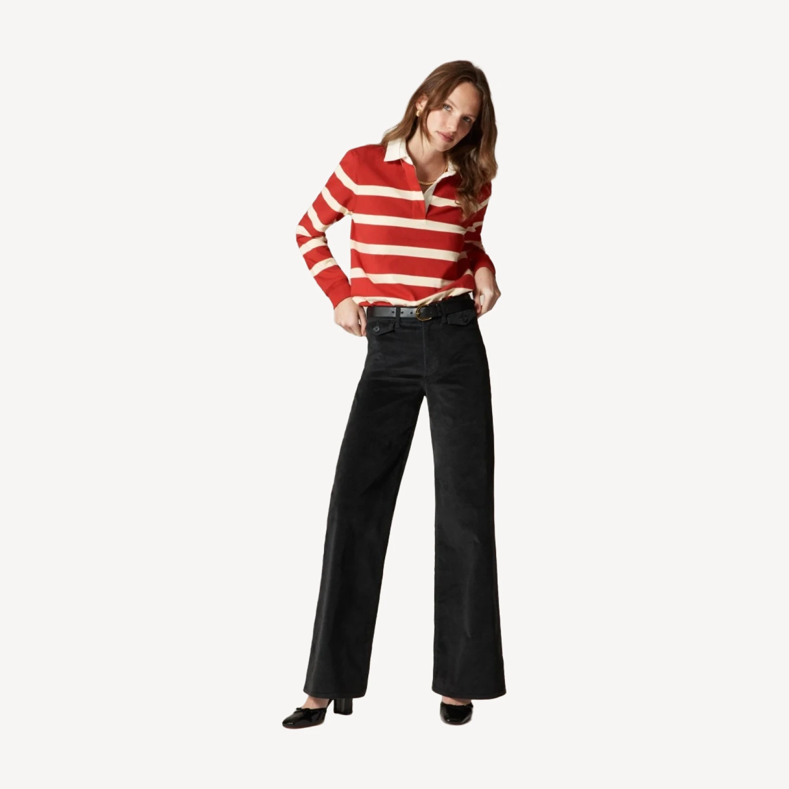 Petite wide-leg trouser in washed velvet